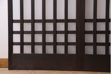 和製アンティーク　モダンな雰囲気漂うガラス格子戸(引き戸)2枚セット