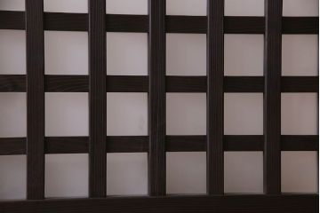 和製アンティーク　モダンな雰囲気漂うガラス格子戸(引き戸)2枚セット