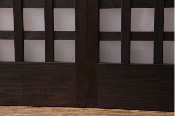和製アンティーク　モダンな雰囲気漂うガラス格子戸(引き戸)2枚セット