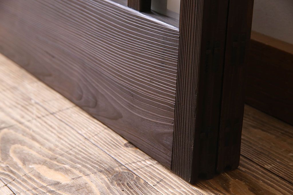 和製アンティーク　モダンな雰囲気漂うガラス格子戸(引き戸)2枚セット