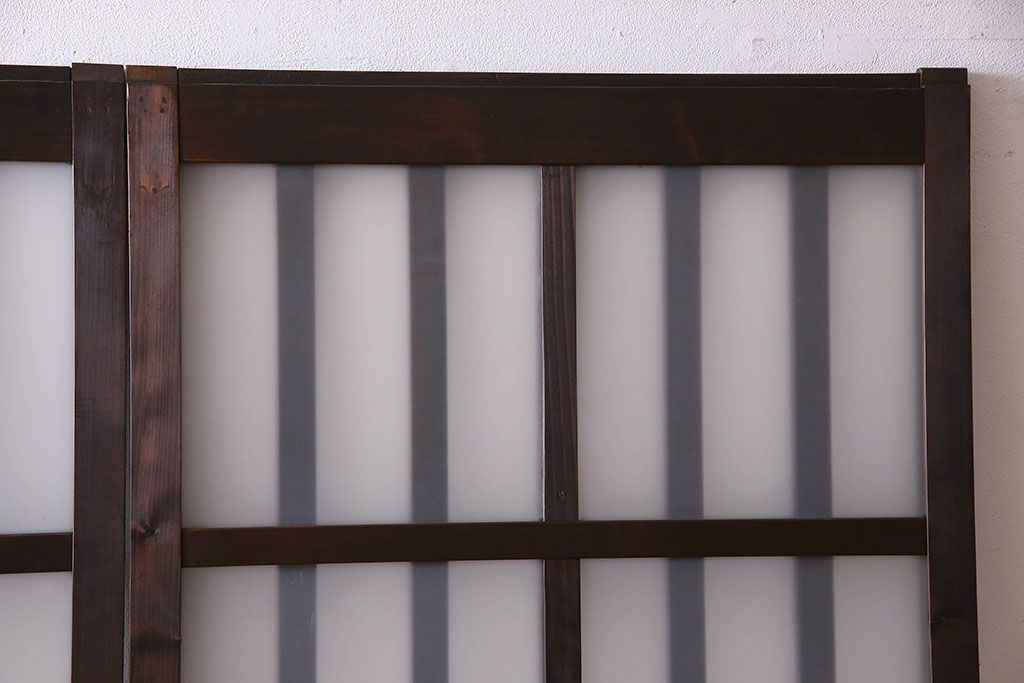 和製アンティーク　モダンな雰囲気漂うガラス格子戸(引き戸)2枚セット