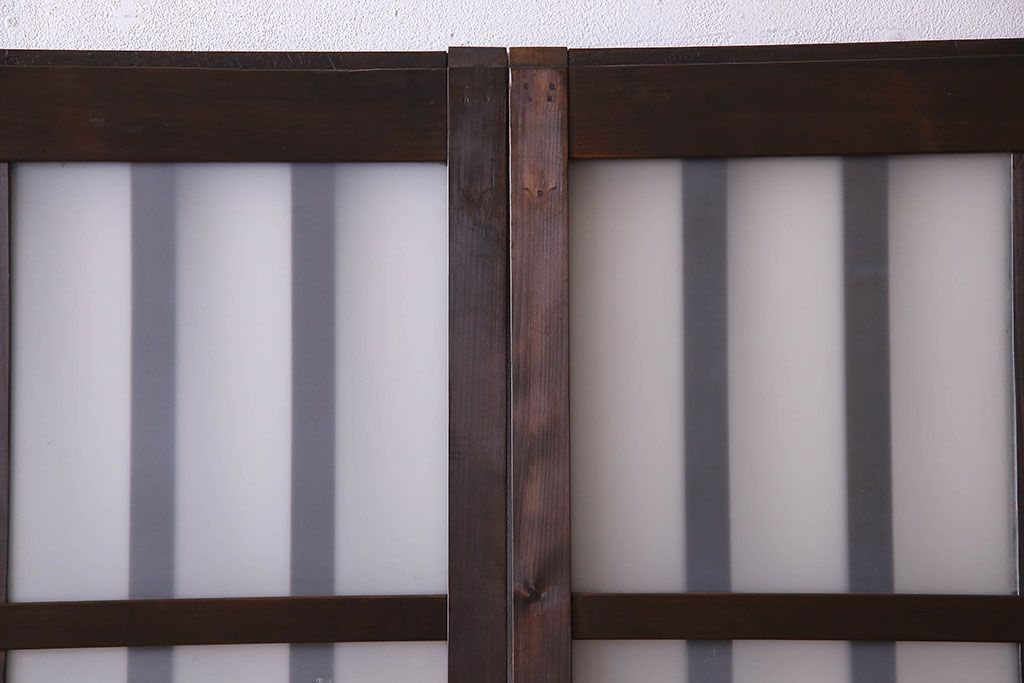 和製アンティーク　モダンな雰囲気漂うガラス格子戸(引き戸)2枚セット