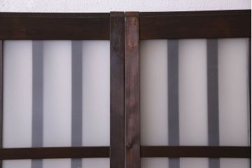 和製アンティーク　モダンな雰囲気漂うガラス格子戸(引き戸)2枚セット