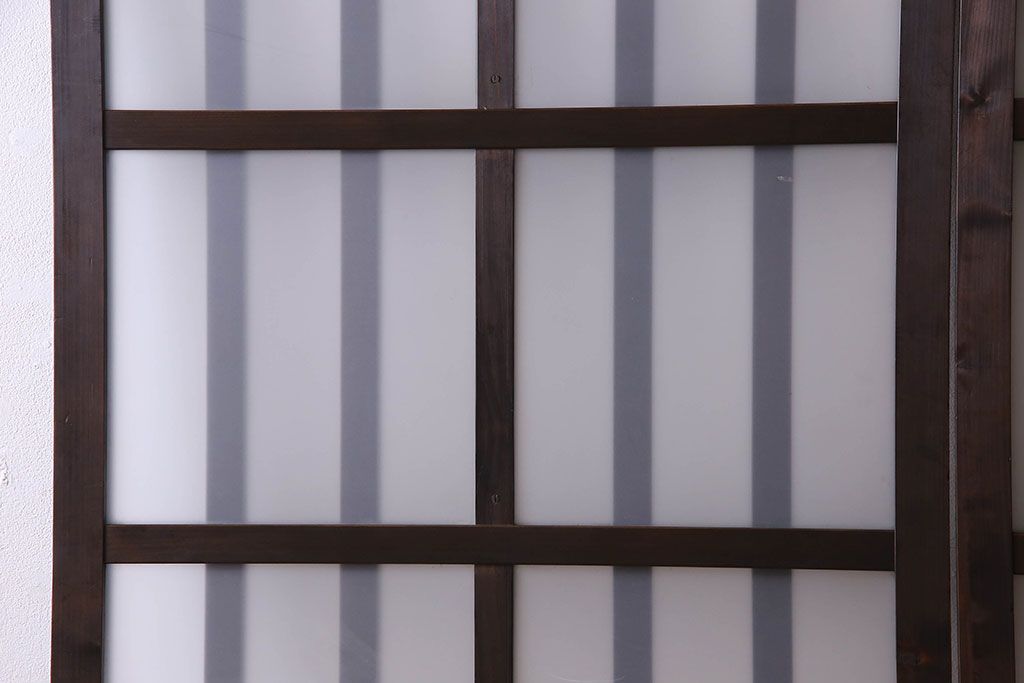 和製アンティーク　モダンな雰囲気漂うガラス格子戸(引き戸)2枚セット