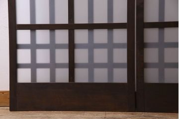 和製アンティーク　モダンな雰囲気漂うガラス格子戸(引き戸)2枚セット