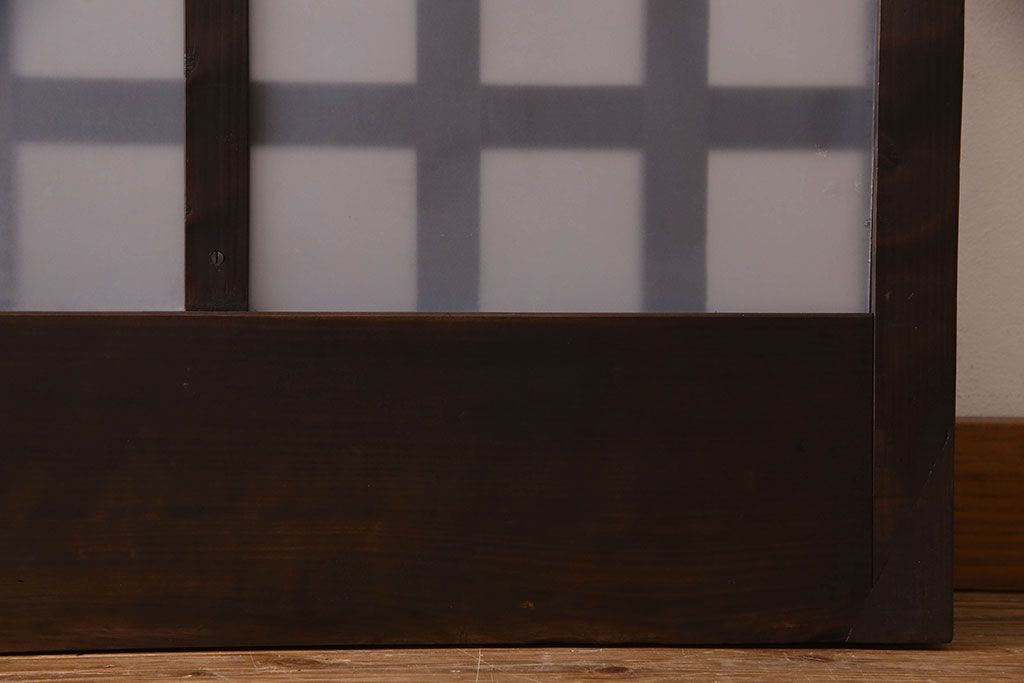 和製アンティーク　モダンな雰囲気漂うガラス格子戸(引き戸)2枚セット