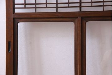 和製アンティーク　凝った格子のデザインが素敵なガラス戸(格子戸)