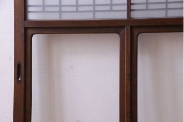 和製アンティーク　凝った格子のデザインが素敵なガラス戸(格子戸)