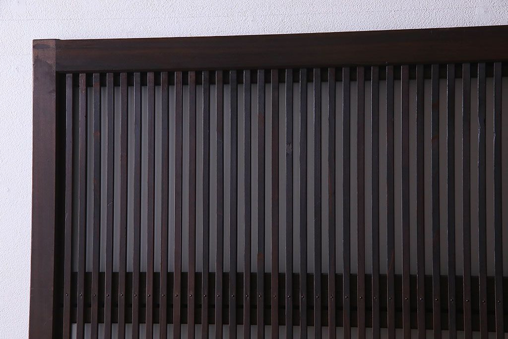 和製アンティーク　腰板ケヤキ材　モダンな格子戸(引き戸)2枚セット