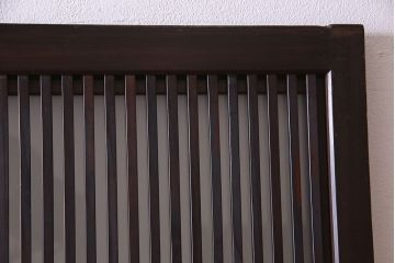 和製アンティーク　腰板ケヤキ材　モダンな格子戸(引き戸)2枚セット