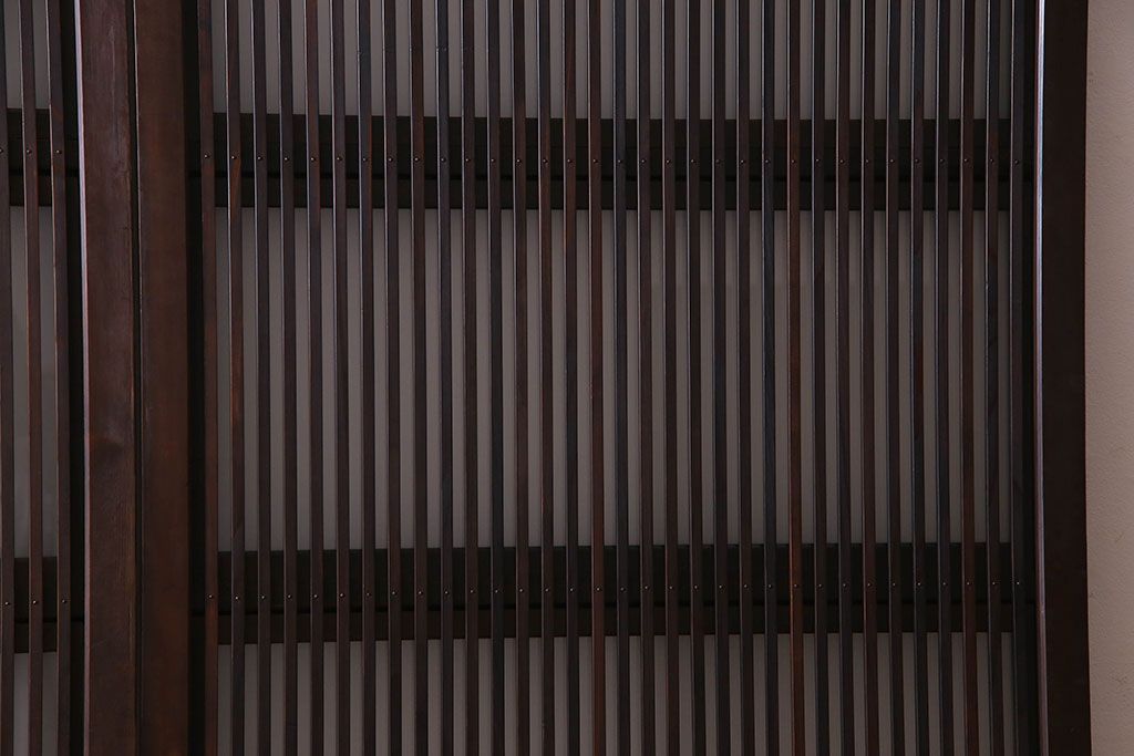 和製アンティーク　腰板ケヤキ材　モダンな格子戸(引き戸)2枚セット