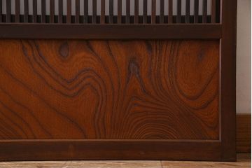 和製アンティーク　腰板ケヤキ材　モダンな格子戸(引き戸)2枚セット