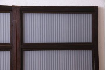 和製アンティーク　腰板ケヤキ材　モダンな格子戸(引き戸)2枚セット
