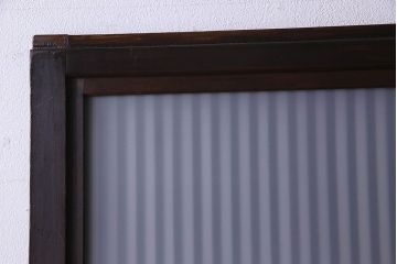 和製アンティーク　腰板ケヤキ材　モダンな格子戸(引き戸)2枚セット