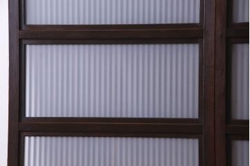 和製アンティーク　腰板ケヤキ材　モダンな格子戸(引き戸)2枚セット