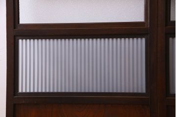 和製アンティーク　腰板ケヤキ材　モダンな格子戸(引き戸)2枚セット