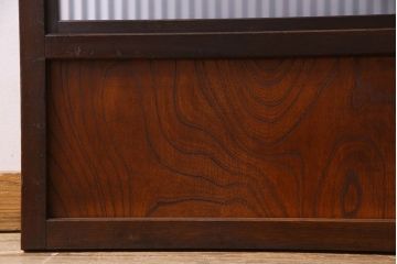 和製アンティーク　腰板ケヤキ材　モダンな格子戸(引き戸)2枚セット