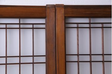 和製アンティーク　凝った格子のデザインが素敵なガラス戸(格子戸)4枚セット