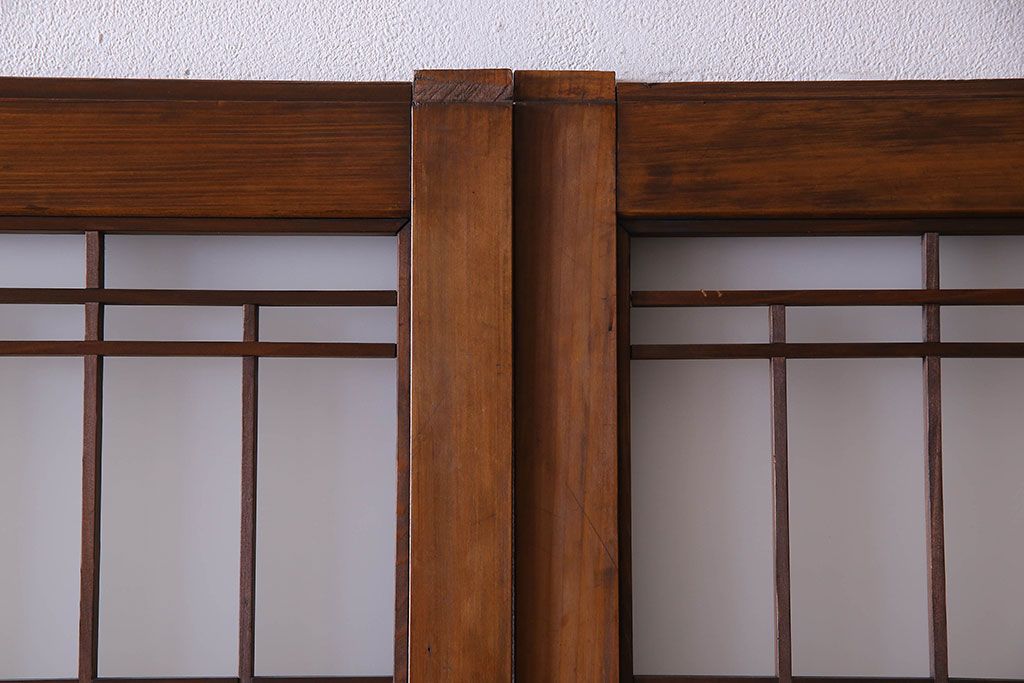 和製アンティーク　凝った格子のデザインが素敵なガラス戸(格子戸)4枚セット