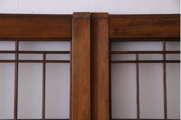和製アンティーク　凝った格子のデザインが素敵なガラス戸(格子戸)4枚セット