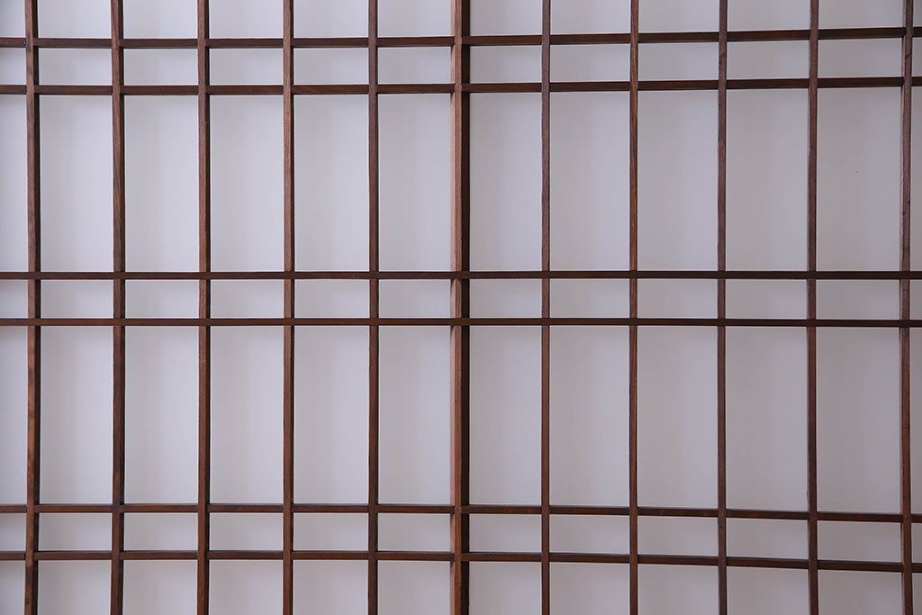 和製アンティーク　凝った格子のデザインが素敵なガラス戸(格子戸)4枚セット