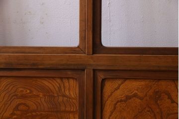 和製アンティーク　凝った格子のデザインが素敵なガラス戸(格子戸)4枚セット