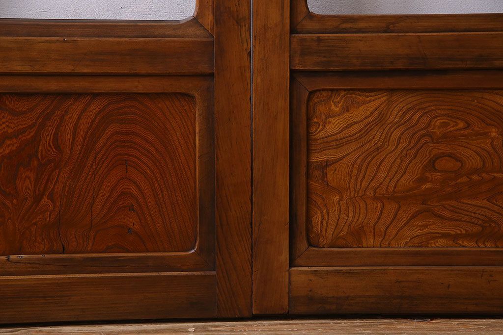 和製アンティーク　凝った格子のデザインが素敵なガラス戸(格子戸)4枚セット