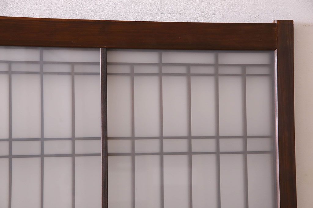 和製アンティーク　凝った格子のデザインが素敵なガラス戸(格子戸)4枚セット