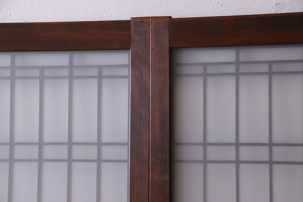 和製アンティーク　凝った格子のデザインが素敵なガラス戸(格子戸)4枚セット