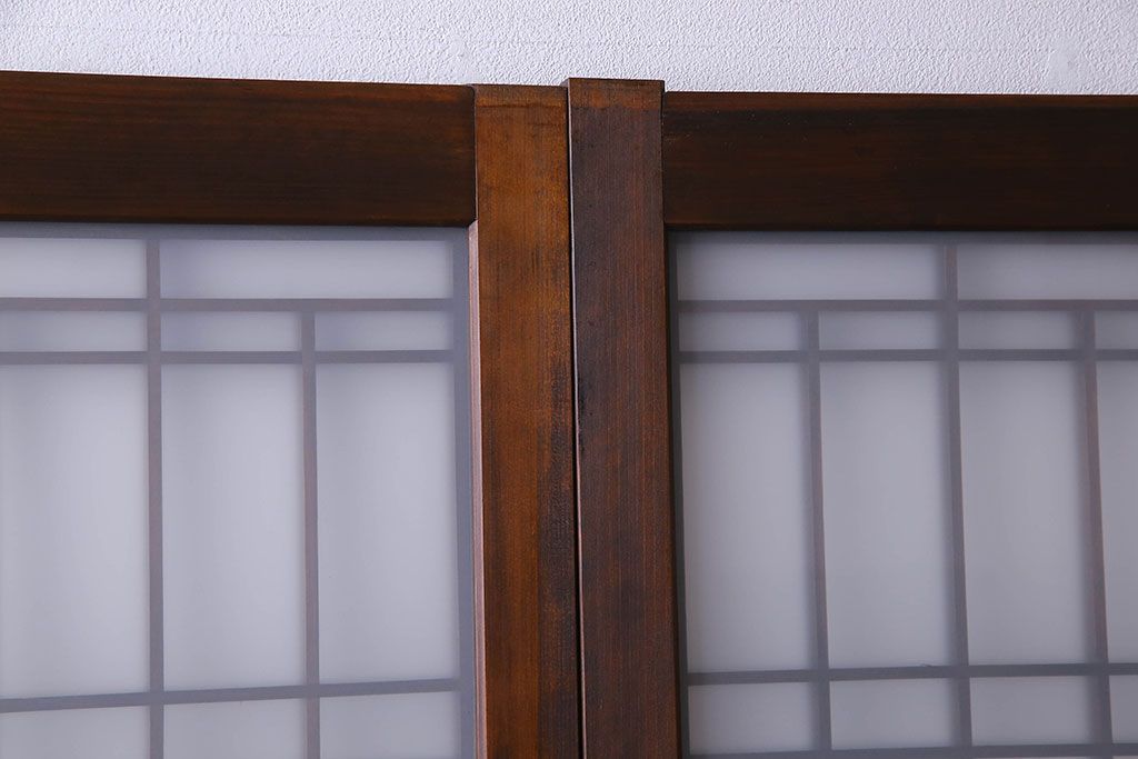 和製アンティーク　凝った格子のデザインが素敵なガラス戸(格子戸)4枚セット