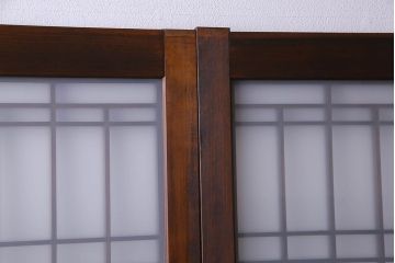 和製アンティーク　凝った格子のデザインが素敵なガラス戸(格子戸)4枚セット