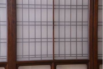 和製アンティーク　凝った格子のデザインが素敵なガラス戸(格子戸)4枚セット