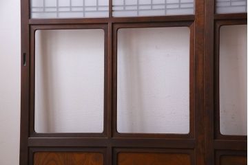 和製アンティーク　凝った格子のデザインが素敵なガラス戸(格子戸)4枚セット