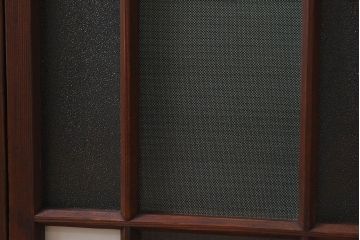 和製アンティーク　大正ロマン香る　色ガラス入りのガラス戸4枚セット(引き戸、窓)