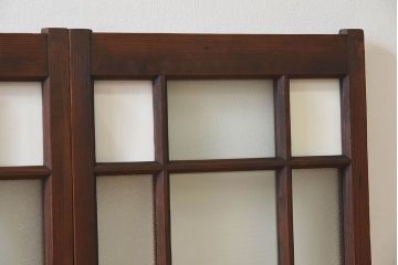 和製アンティーク　大正ロマン香る　色ガラス入りのガラス戸4枚セット(引き戸、窓)