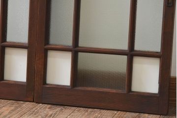和製アンティーク　大正ロマン香る　色ガラス入りのガラス戸4枚セット(引き戸、窓)