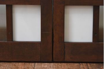 和製アンティーク　大正ロマン香る　色ガラス入りのガラス戸4枚セット(引き戸、窓)