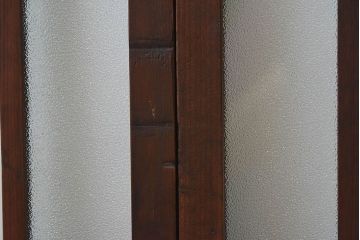 和製アンティーク　大正ロマン香る　色ガラス入りのガラス戸4枚セット(引き戸、窓)