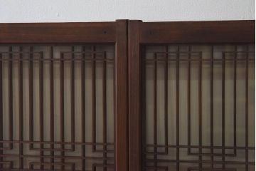昭和期　組子のデザインが目を引く書院ガラス戸(引き戸、窓)