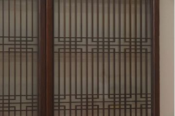 昭和期　組子のデザインが目を引く書院ガラス戸(引き戸、窓)