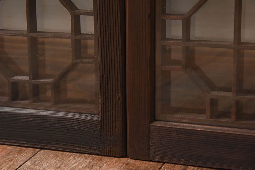 昭和期　組子のデザインが目を引く書院ガラス戸(引き戸、窓)