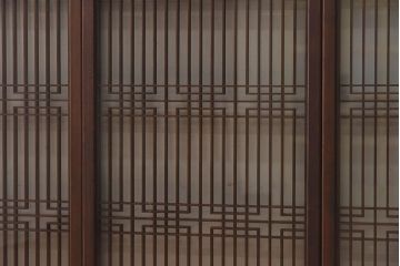 昭和期　組子のデザインが目を引く書院ガラス戸(引き戸、窓)