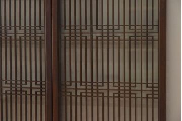 昭和期　組子のデザインが目を引く書院ガラス戸(引き戸、窓)