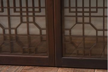 昭和期　組子のデザインが目を引く書院ガラス戸(引き戸、窓)