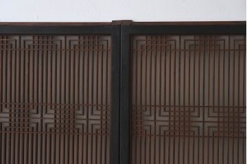 【T様ご成約分】昭和期　細かな組子が美しい書院ガラス戸4枚セット(欄間、引き戸、窓)