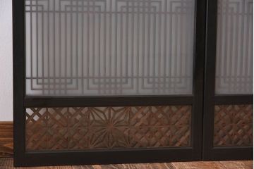 【T様ご成約分】昭和期　細かな組子が美しい書院ガラス戸4枚セット(欄間、引き戸、窓)