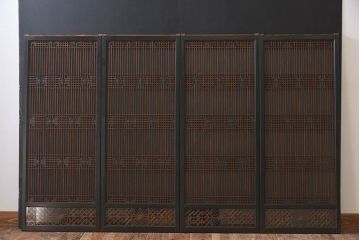 【T様ご成約分】昭和期 細かな組子が美しい書院ガラス戸4枚セット(欄間、引き戸、窓)