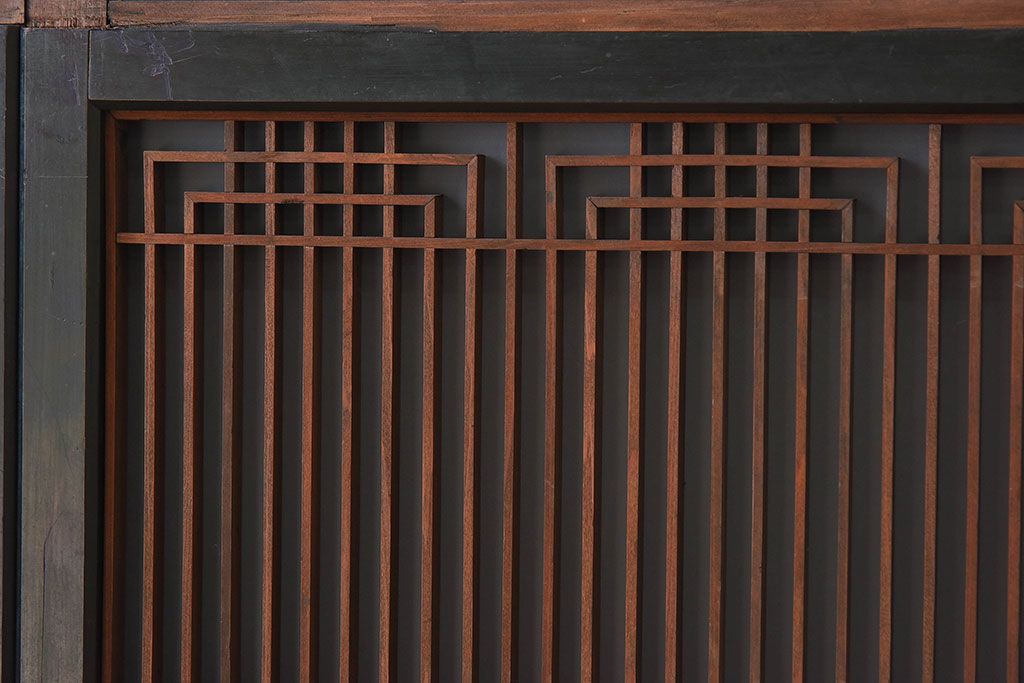 【T様ご成約分】昭和期 細かな組子が美しい書院ガラス戸4枚セット(欄間、引き戸、窓)