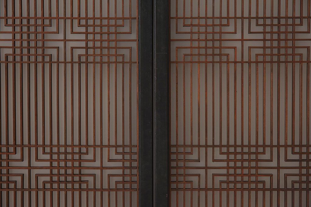 【T様ご成約分】昭和期 細かな組子が美しい書院ガラス戸4枚セット(欄間、引き戸、窓)