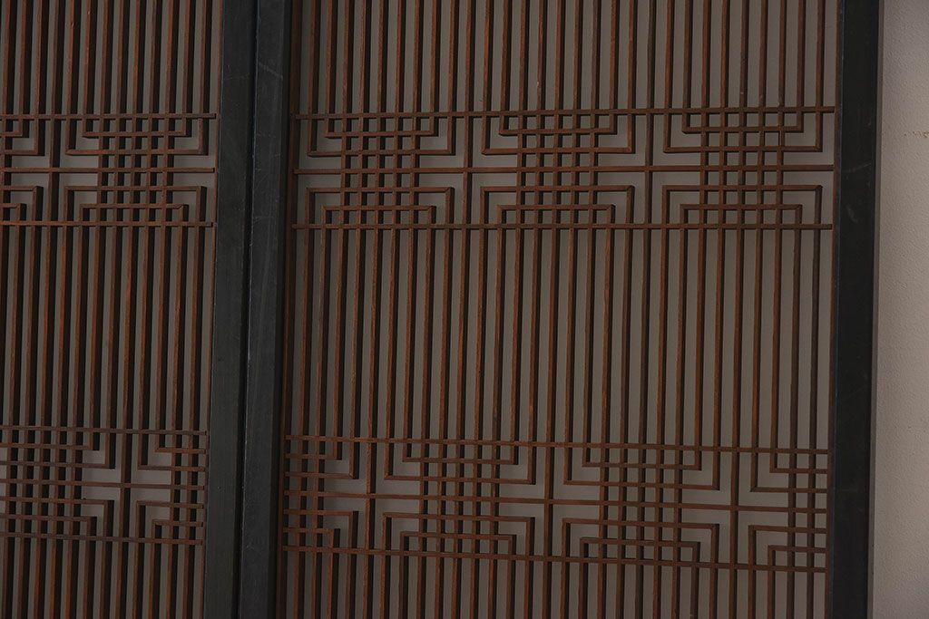 【T様ご成約分】昭和期 細かな組子が美しい書院ガラス戸4枚セット(欄間、引き戸、窓)